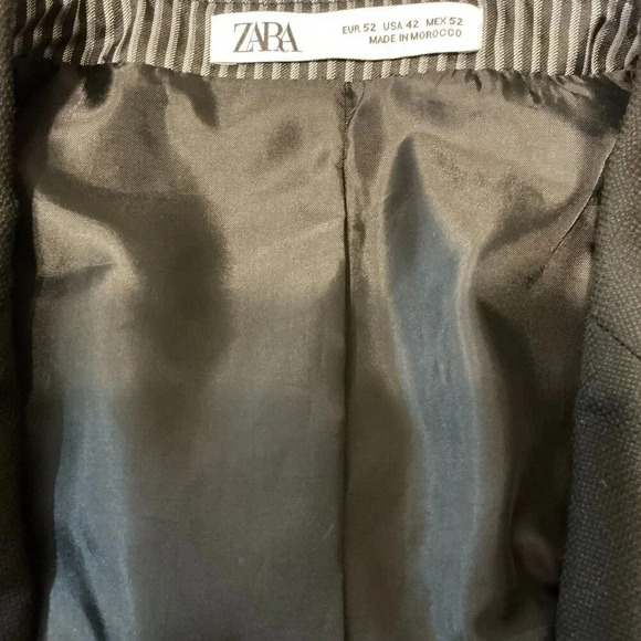 Zara Black Textured Single Button Sport Coat Blazer Jacket, 42 - Picture 11 of 12